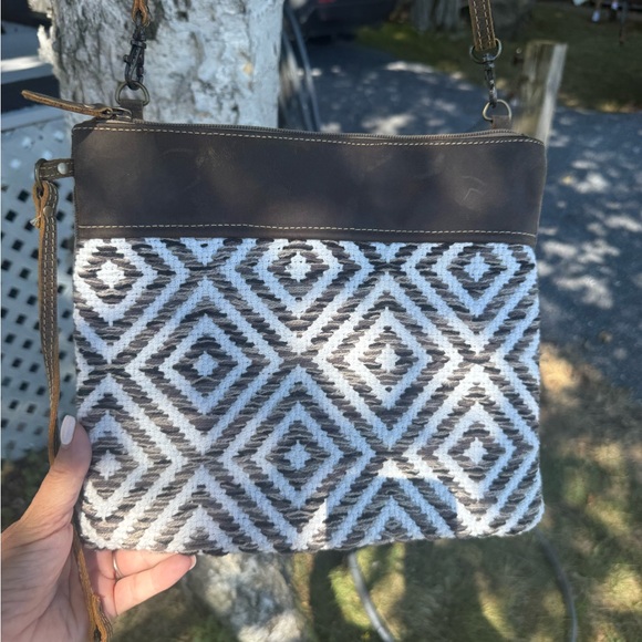 Myra Bag Handbags - Myra Bag Black and Gray Diamond Crossbody